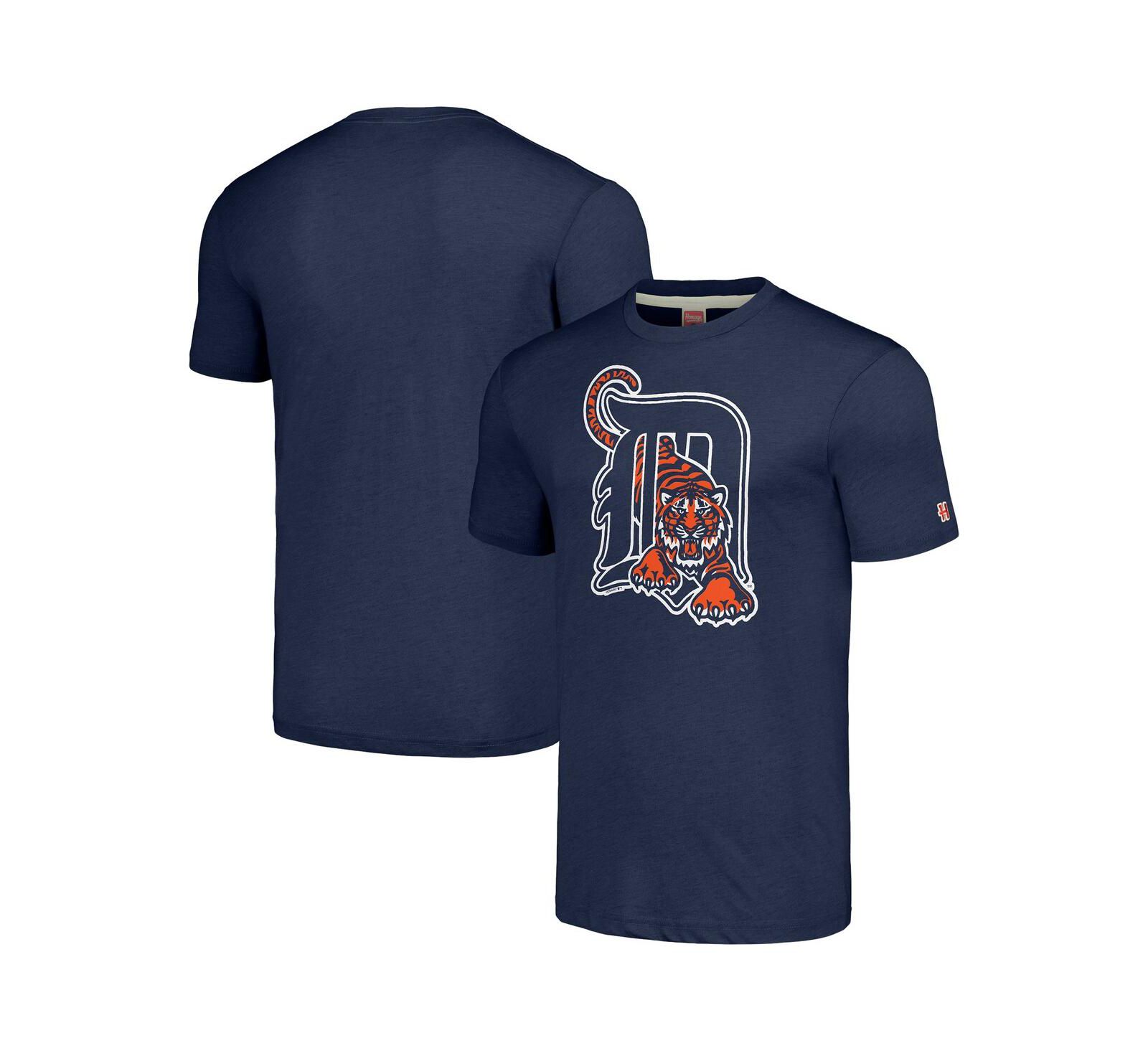 Мужская футболка Homage Detroit Tigers Cooperstown Collection Hand-Drawn Logo Tri-Blend
