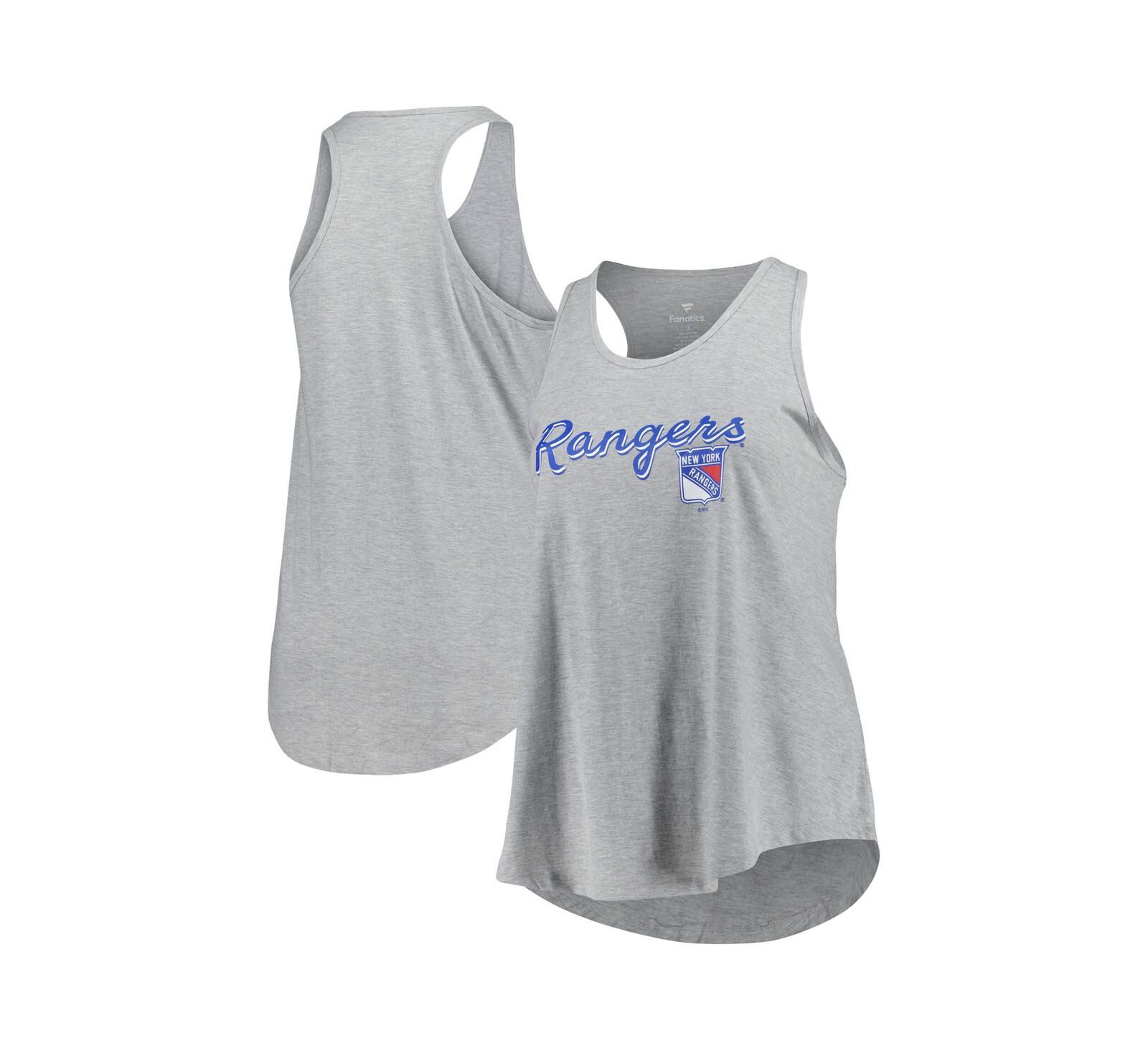 Женский майка racerback Fanatics Heather Gray New York Rangers Plus Size