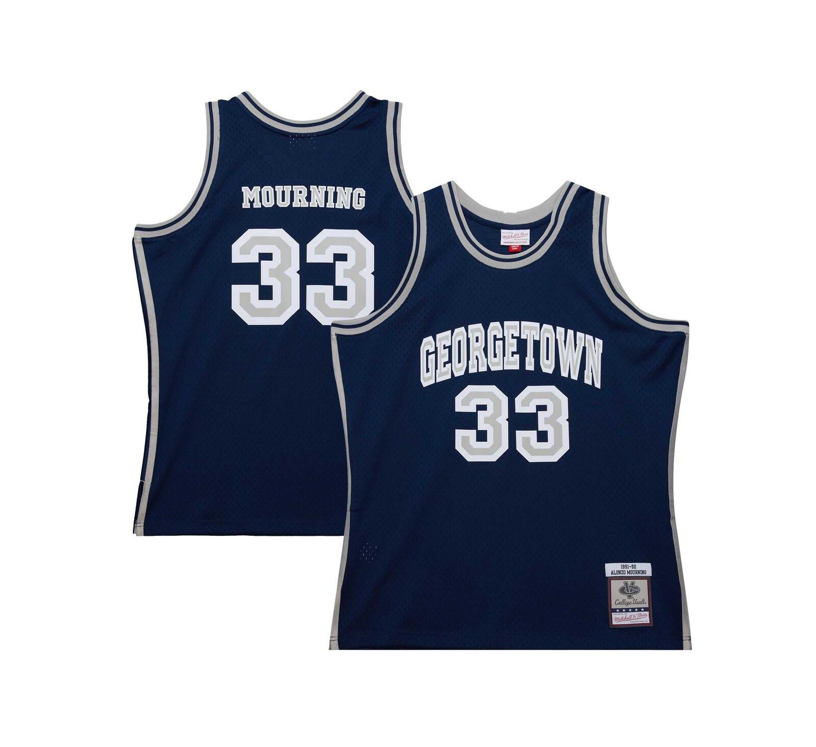 Мужская джерси Mitchell & Ness Alonzo Mourning Navy Georgetown Hoyas 1991/92 Swingman Player