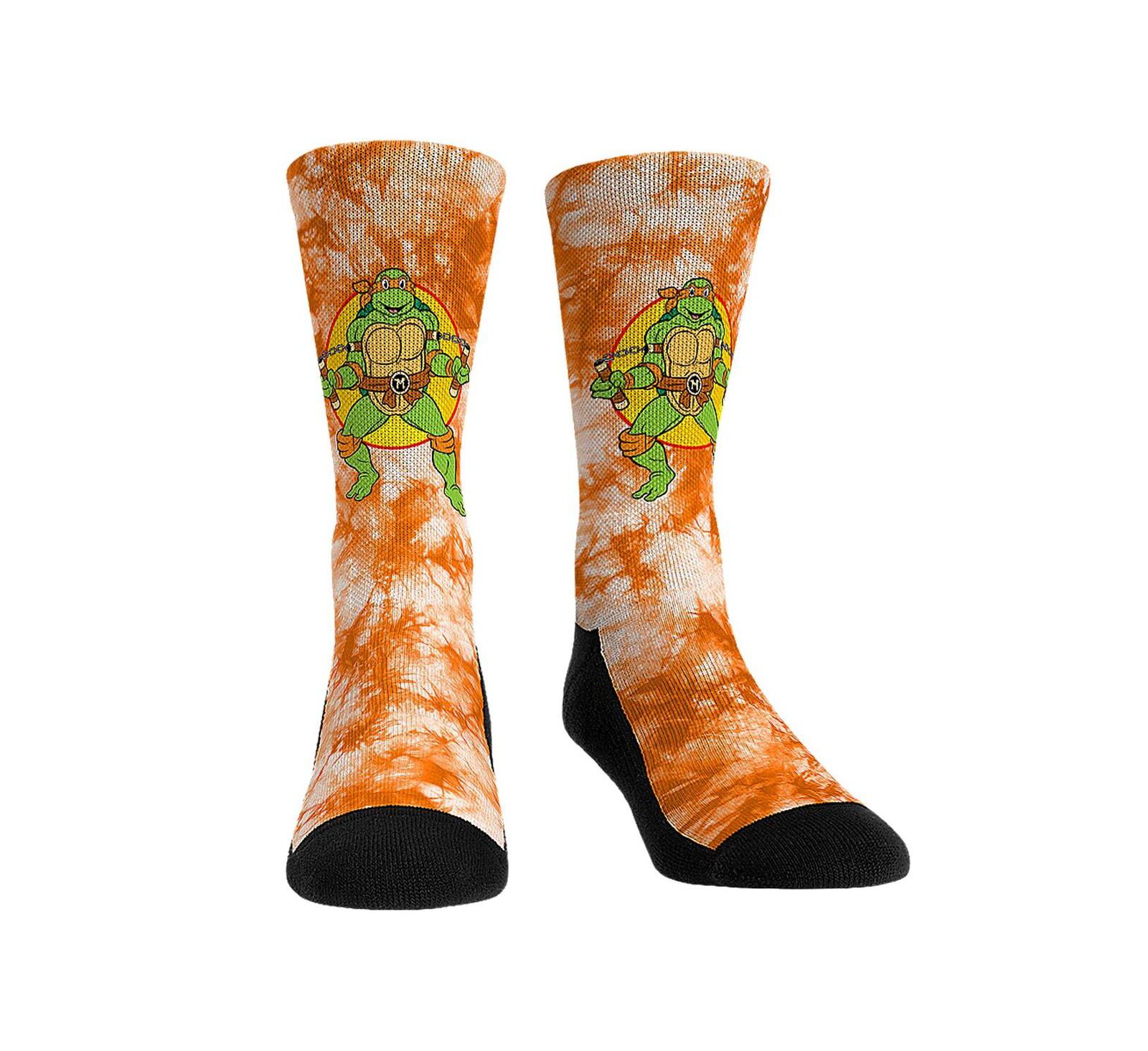 Rock 'Em Men's and Women's Socks Teenage Mutant Ninja Turtles Michelangelo Tie-Dye Crew Socks