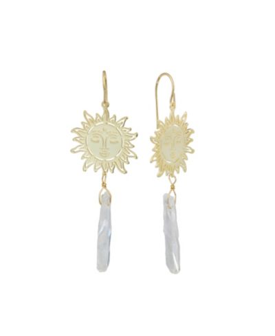 Macy's Aurora Borealis or Aqua Quartz 14K Gold Plated Quartz Sun Drop Earrings