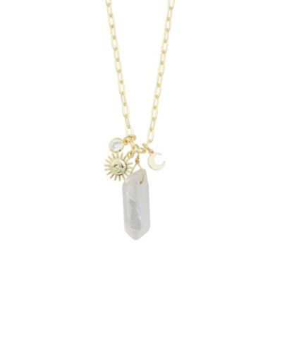 Ожерелье с кулоном Quartz Sun and Moon 14k Gold Plated или Silver Plated