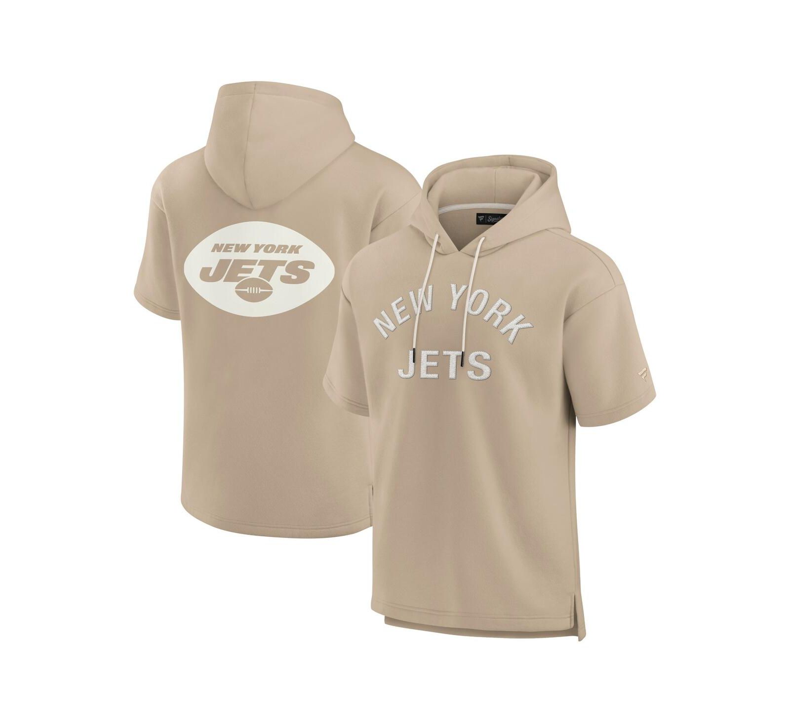 Мужская и женская толстовка Fanatics Signature Khaki Detroit Lions Elements Super Soft Fleece Short Sleeve Pullover Hoodie