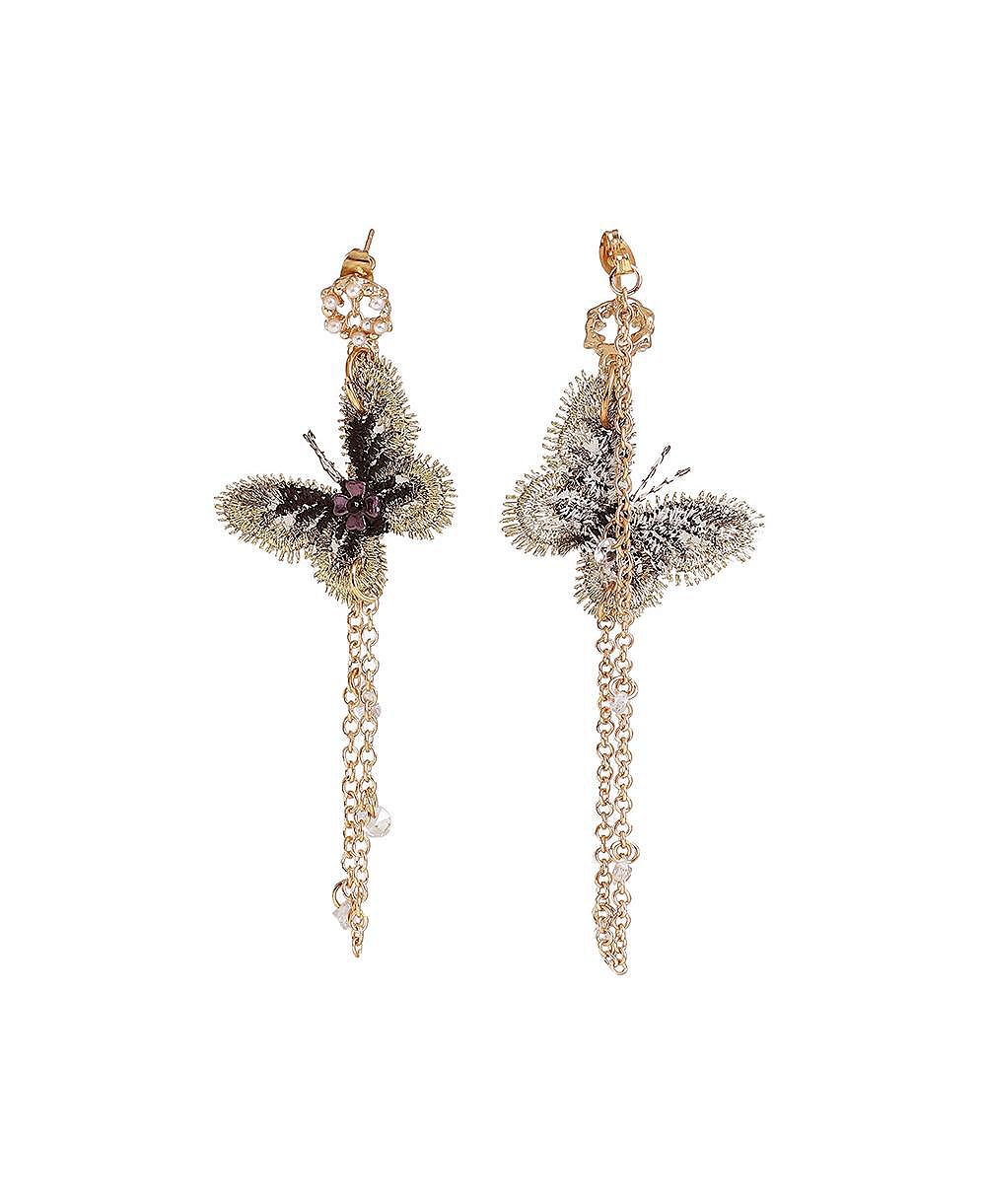 SOHI Gold Butterfly Drop Earrings