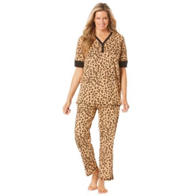 Dreams & Co. Women's Dreams and Co. Printed Henley PJ Set
