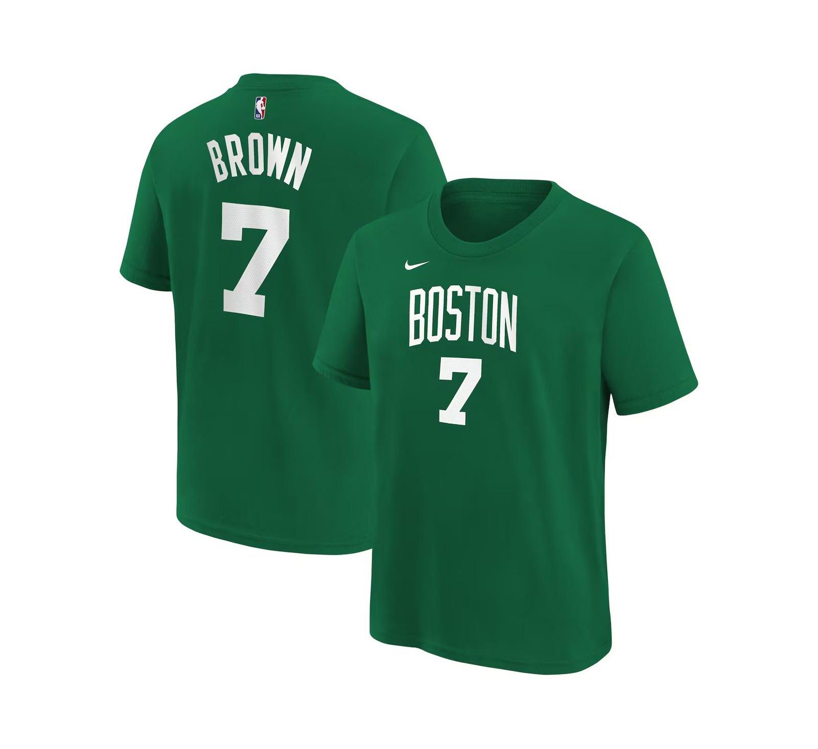 Детская футболка Nike Jaylen Brown Kelly Green Boston Celtics Icon с именем и номером