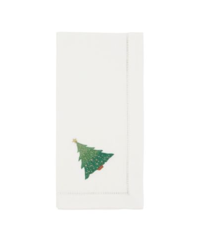 Saro Lifestyle Набор из 6 вышитых салфеток с рождественской елкой, 20"x20"