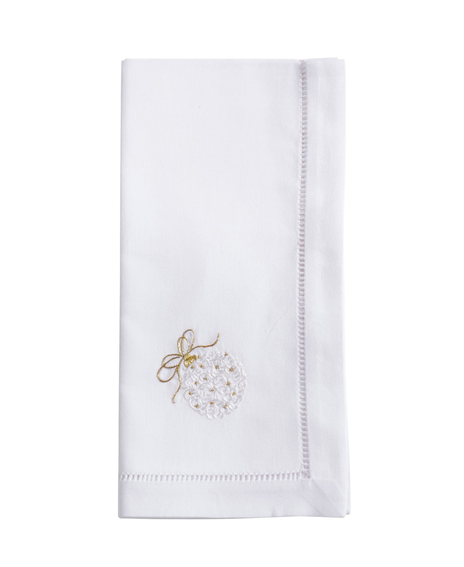 Saro Lifestyle Merry and Bright Ornament Embroidered Napkin Set of 6, 20"x20"