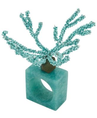 Набор колец для салфеток Saro Lifestyle Coral Breeze Beaded Resin, 4 штуки