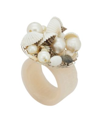 Набор колец для салфеток Saro Lifestyle Seashore Splendor Beaded Resin, 4 шт.