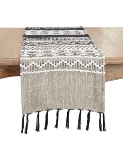 Декоративная дорожка для стола Saro Lifestyle Multi-Pattern Fringed 16"x72"