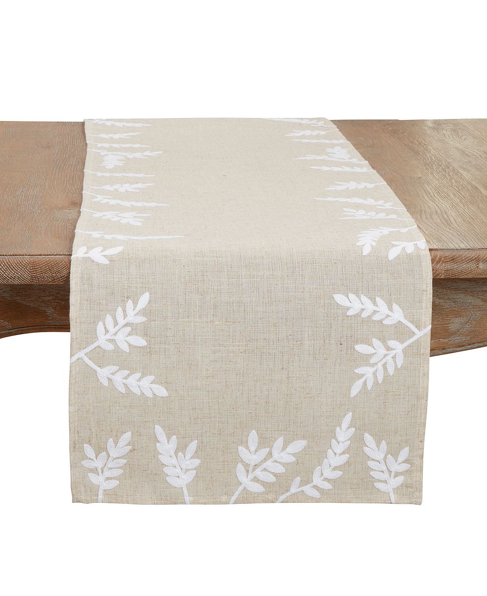 Saro Lifestyle Foliage Embroidery Table Runner, 16"x72"