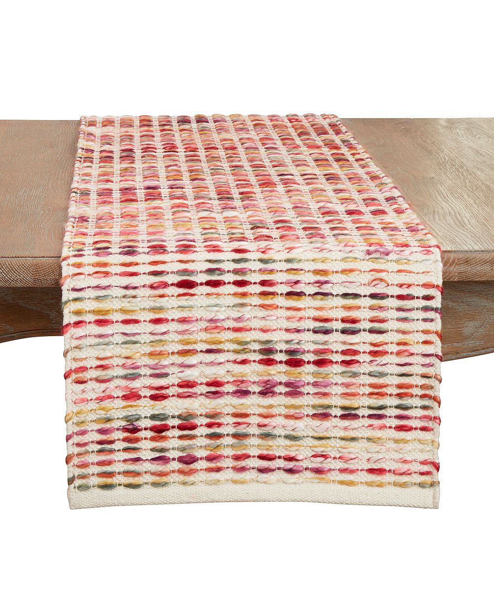Saro Lifestyle Скатерть в радужную полоску Woven Rainbow Stripe Delight 16"x72"