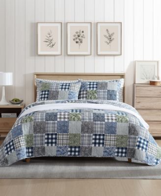 Eddie Bauer Cozy Plaid Patchwork Reversible 3 Piece Quilt Set, Full/Queen
