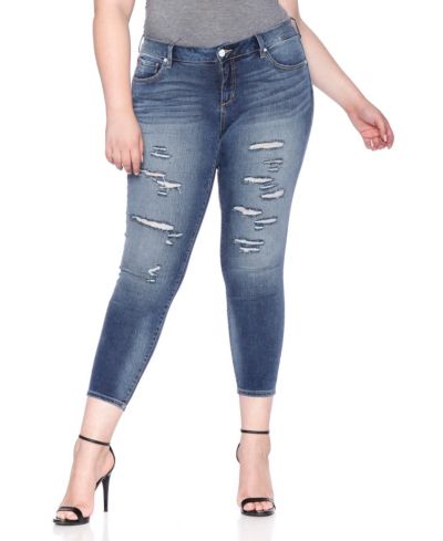 Slink Jeans Plus Size Mid Rise Ankle Skinny Jeans