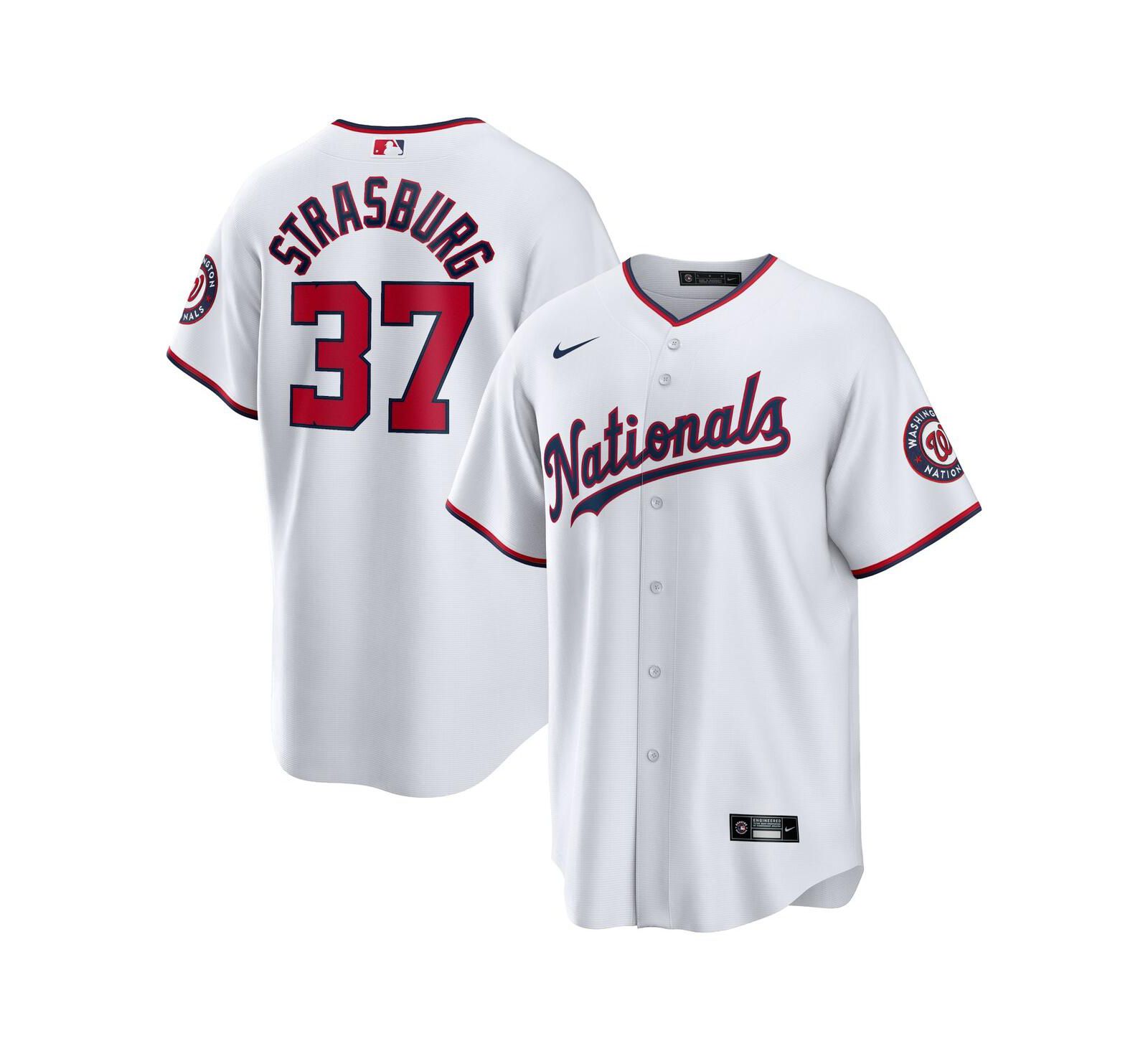Nike Мужская джерси Washington Nationals Home Replica Stephen Strasburg, белая