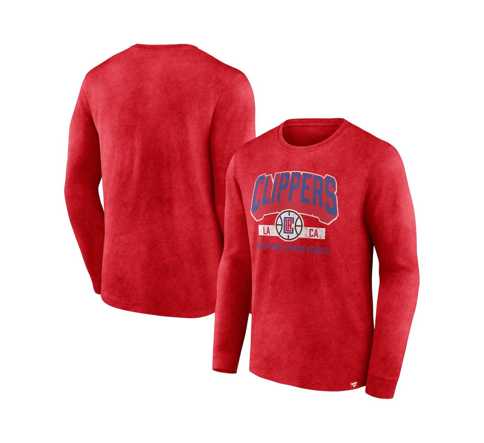 Футболка Fanatics Men's Heather Red LA Clippers с длинным рукавом