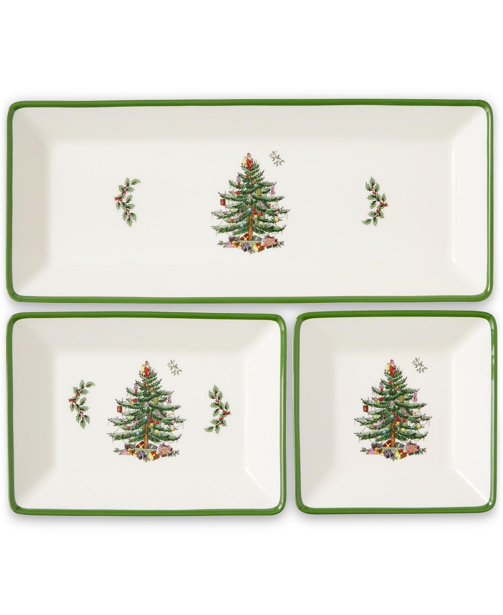Spode Традиционный набор из 3 вложенных подносов Spode Christmas Tree