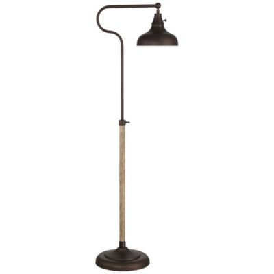 Franklin Iron Works Ferris Rustic Farmhouse Pharmacy Floor Lamp 57" Tall Faux Wood Grain Adjustable for Living Room Reading Bedroom Office Home