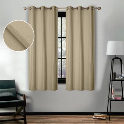 Linen Semi Blackout Grommet Washable Room Darkening Curtains, Set of 2 Panels