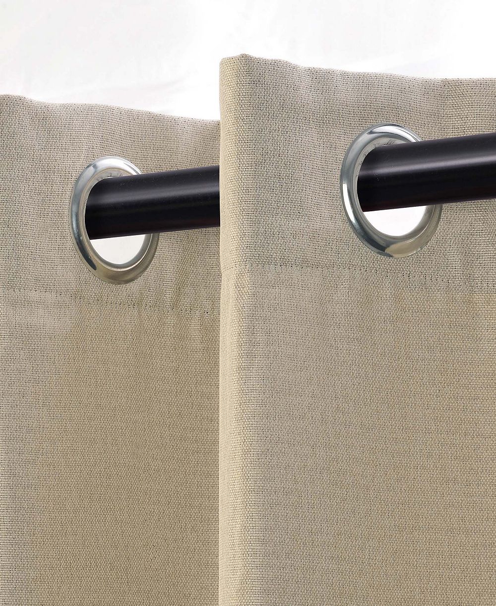 Linen Semi Blackout Grommet Room Darkening Curtains, Set of 4 Panels