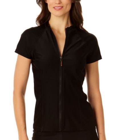 Coppersuit Women's Short Sleeve Zip Front Rashguard Top