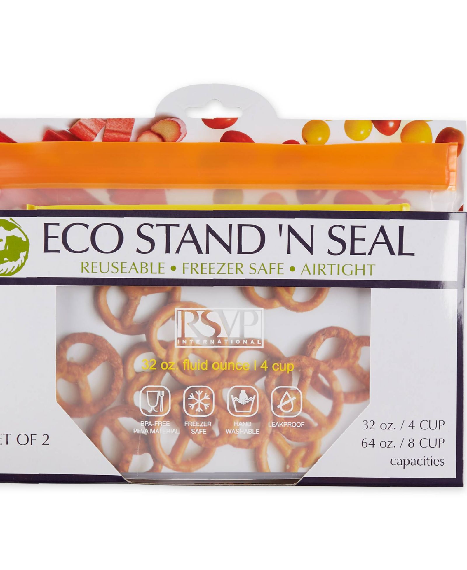 RSVP International Polyethylene 2 Piece 10" x 7.6" Eco Stand-N-Seal Bag