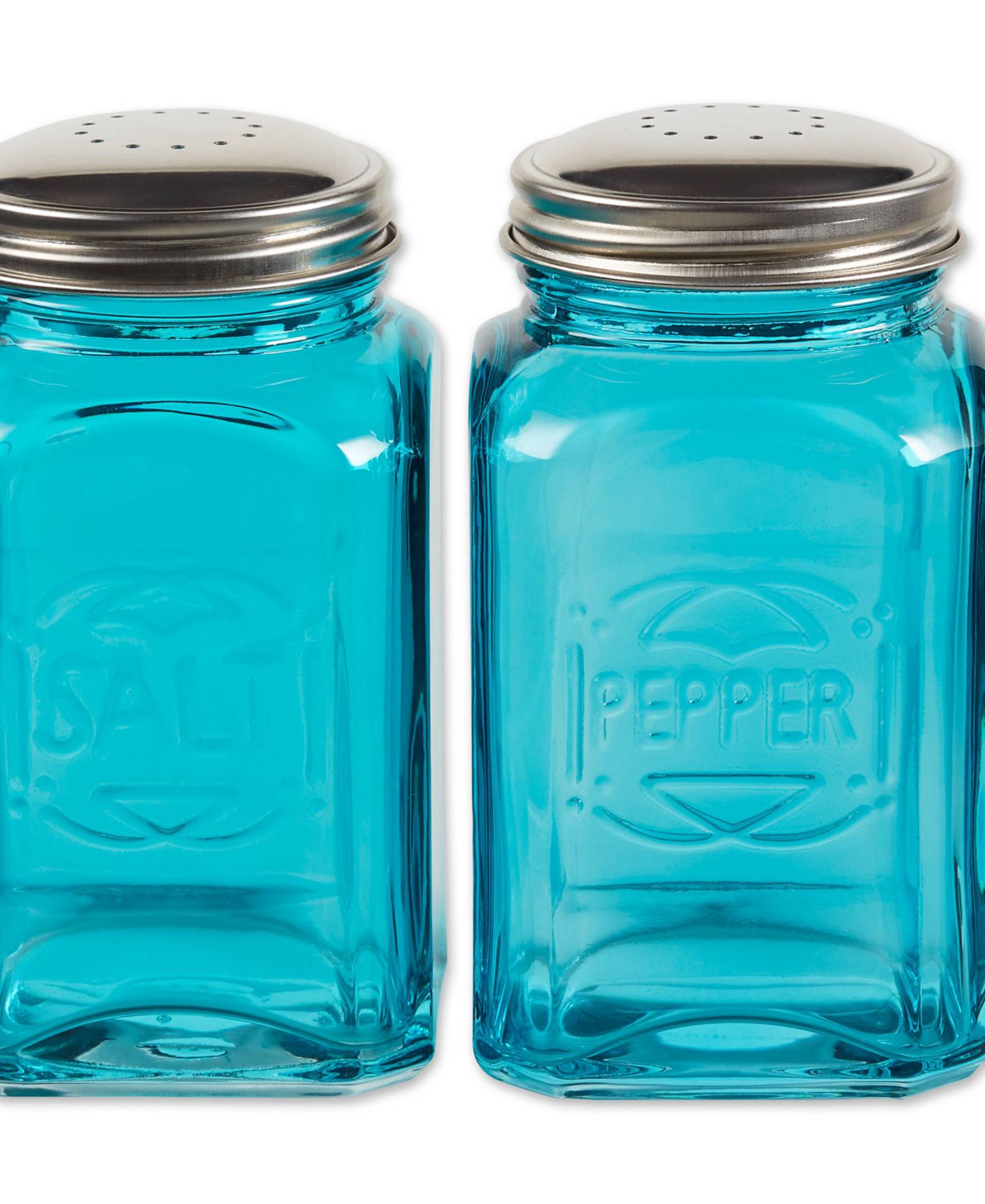 RSVP International Ретро набор для соли и перца из бирюзового стекла 2 шт. 8 Ounce