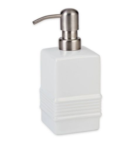 RSVP International Ceramic Stoneware and Stainless Steel 2.5x6.5" Pump Soap Dispenser