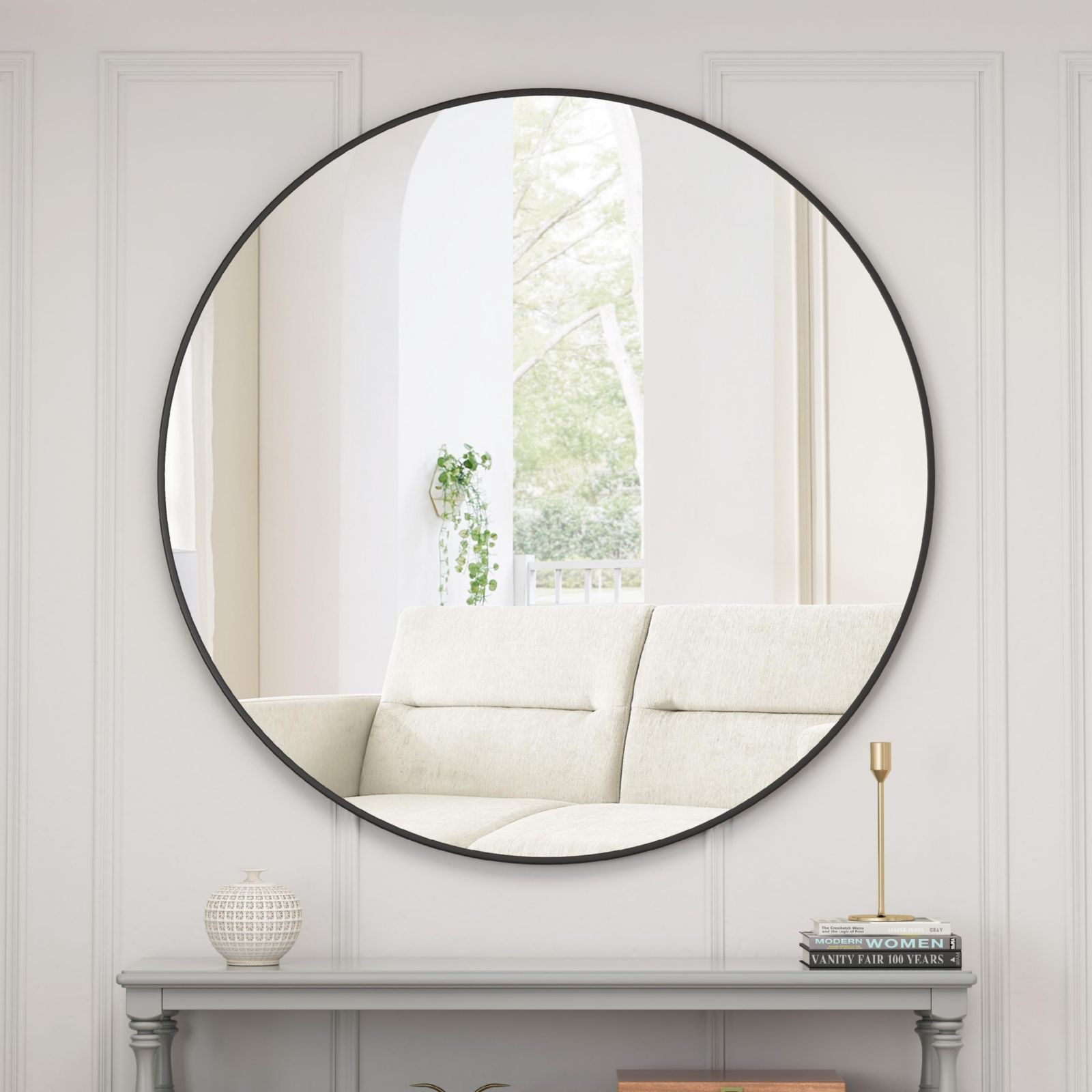 Streamdale 39'' Wall Mount Circular Mirror, Black