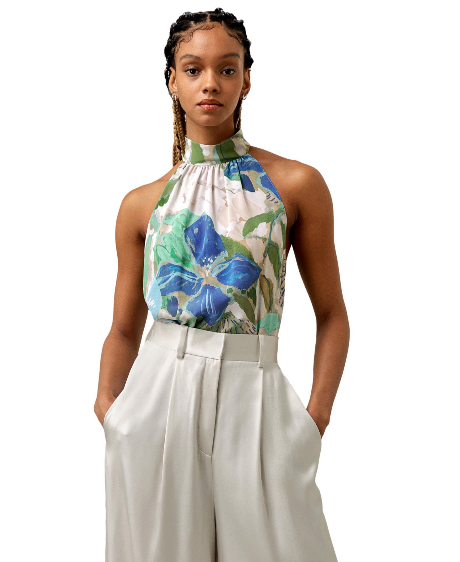 LILYSILK Women's Praslin Mock Neck Silk Top