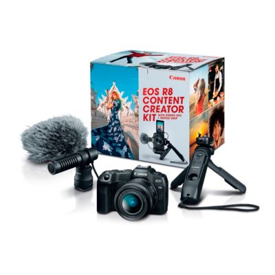 Canon EOS R8 комплект для создателя контента с камерой и крышкой объектива
