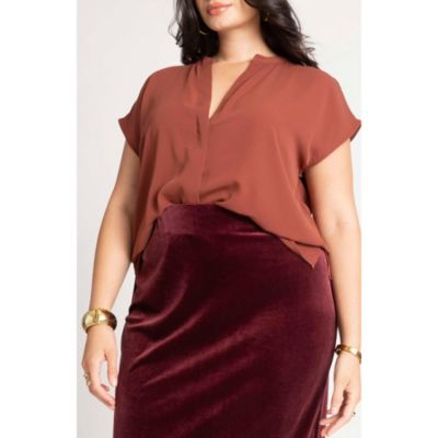 Женская блузка ELOQUII Short-Sleeve Notch Collar