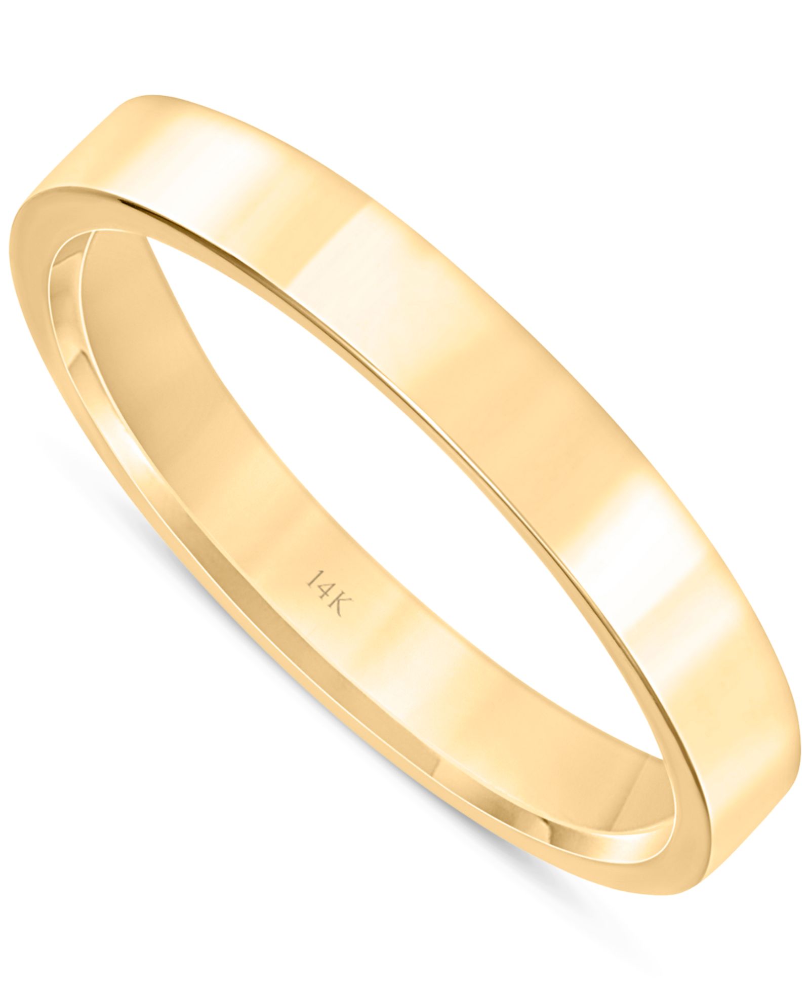 Плоское комфортное свадебное кольцо из золота 14k