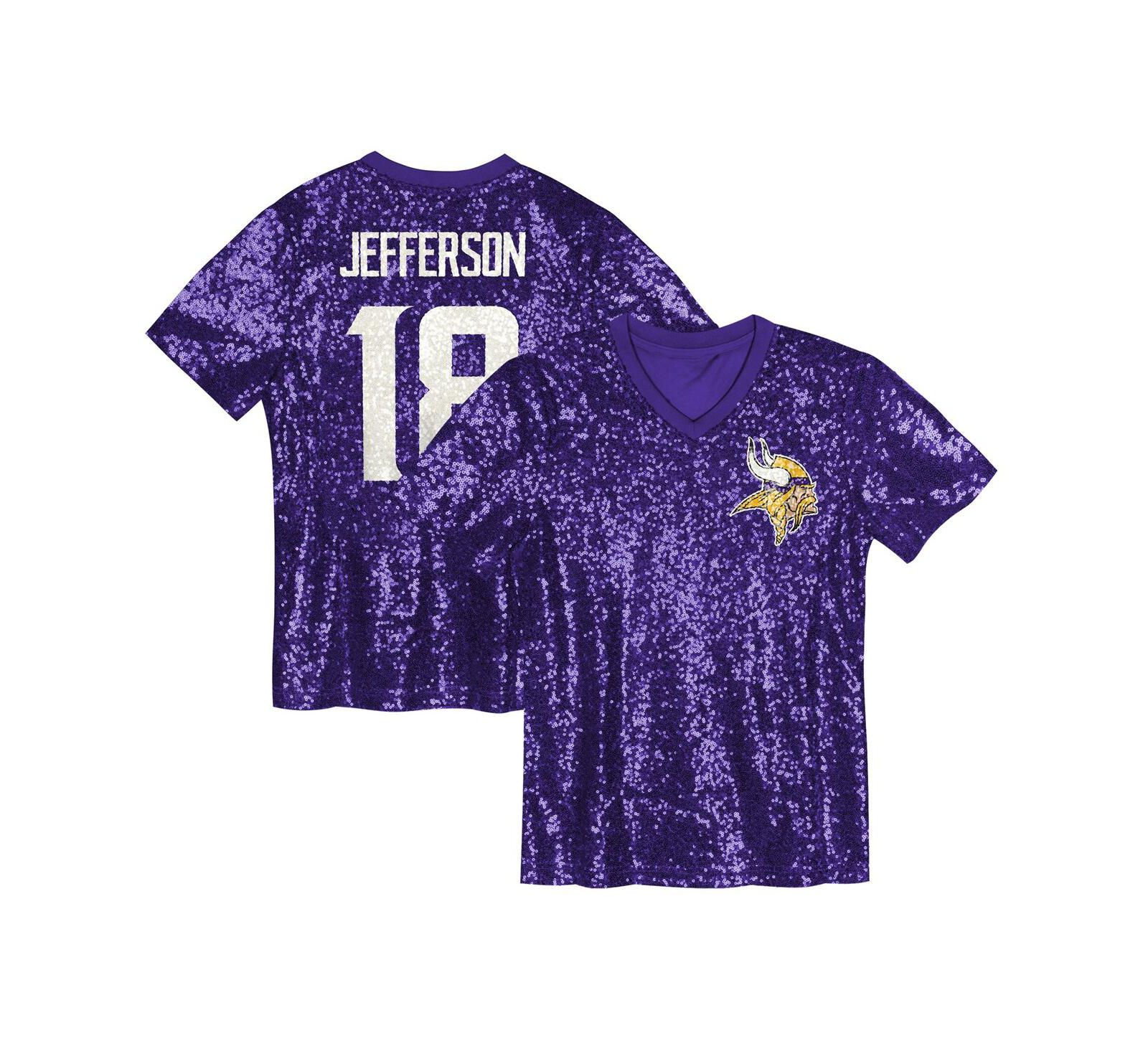 Outerstuff Детская модная джерси Justin Jefferson Purple Minnesota Vikings Sequin V-Neck