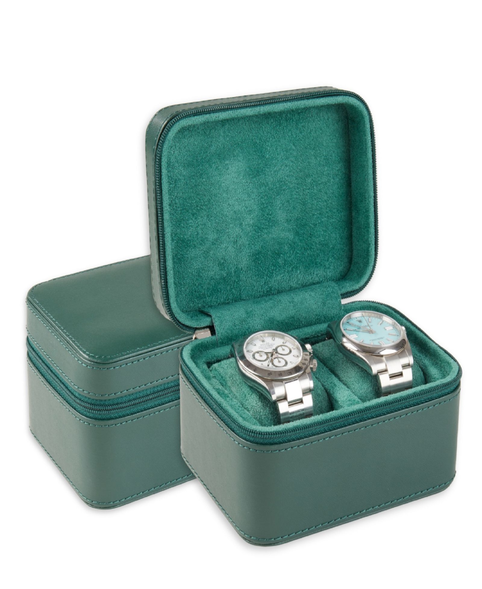 Bey-Berk Genuine Leather Two Watch Storage Case