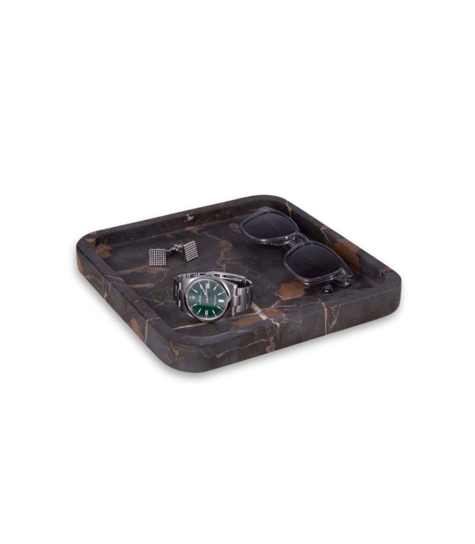 Bey-Berk Genuine Emperador Marble Catch-All Tray