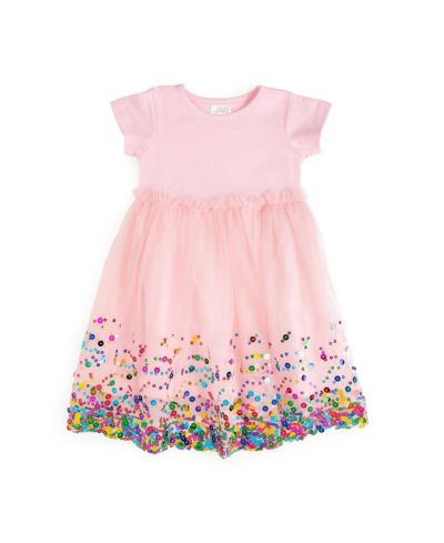 Детское розовое платье tutu с коротким рукавом и конфетти Sweet Wink