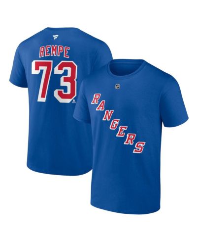 Fanatics Men's  Matt Rempe Blue New York Rangers Authentic Stack Name & Number T-Shirt