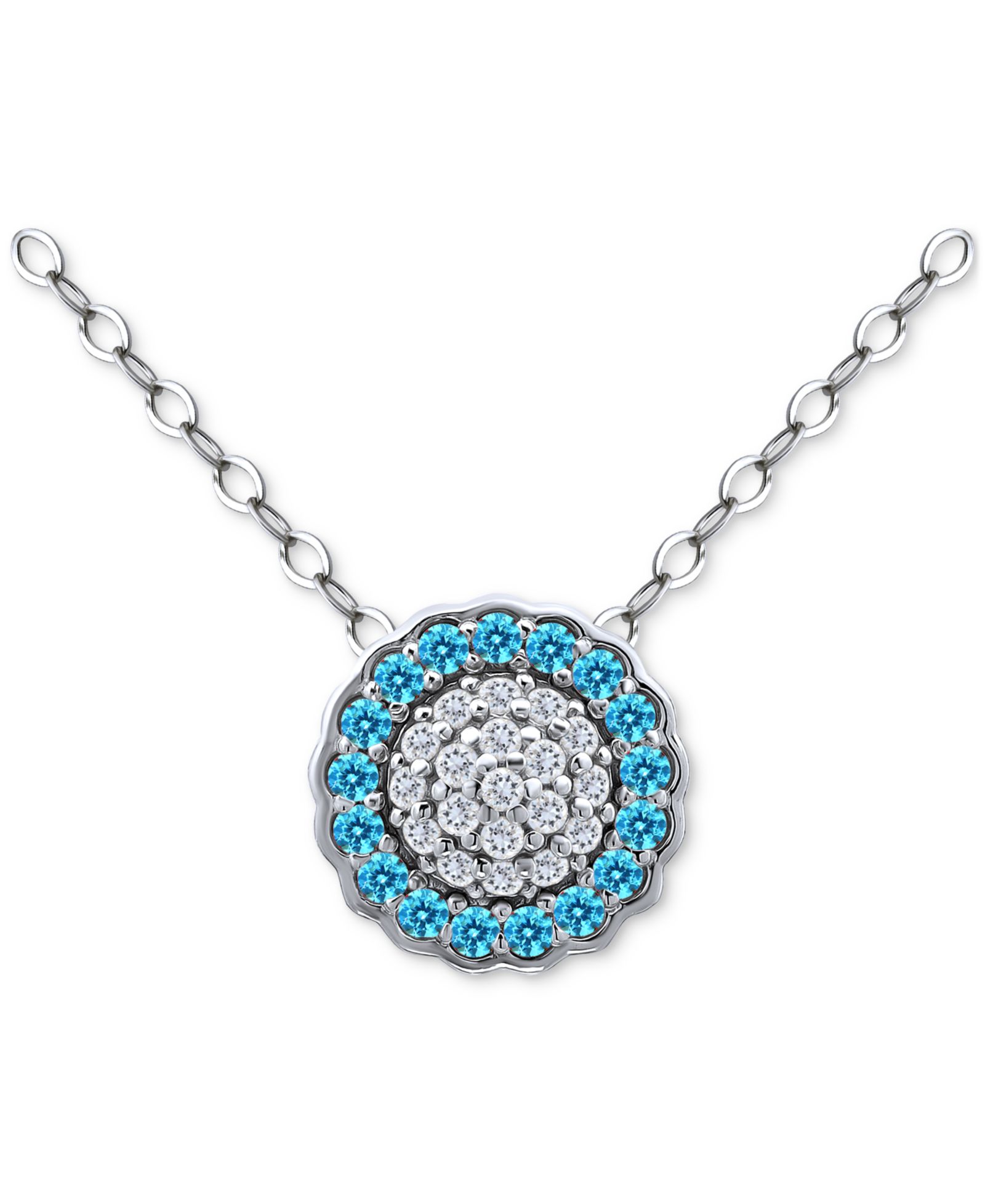 Подвеска-ожерелье Giani Bernini Blue & White Cubic Zirconia Reverse Halo, 16" + 2" extender