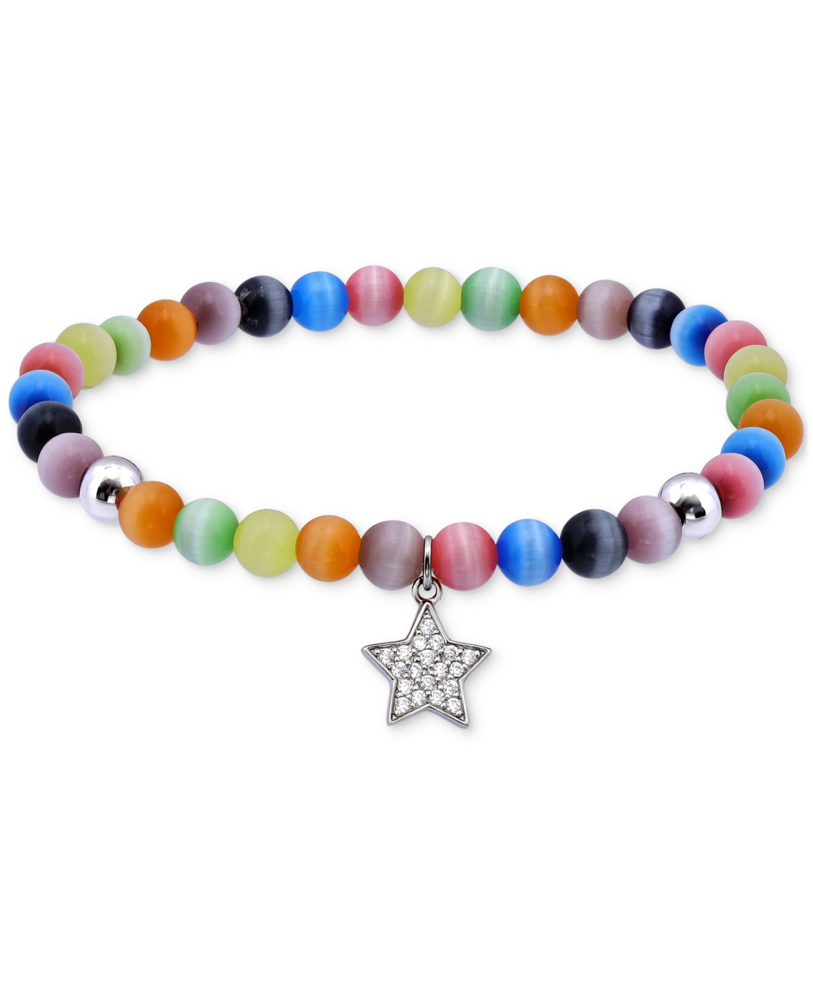 Браслелет Giani Bernini Cubic Zirconia & Multicolor Catseye Star Dangle Stretch в Sterling Silver
