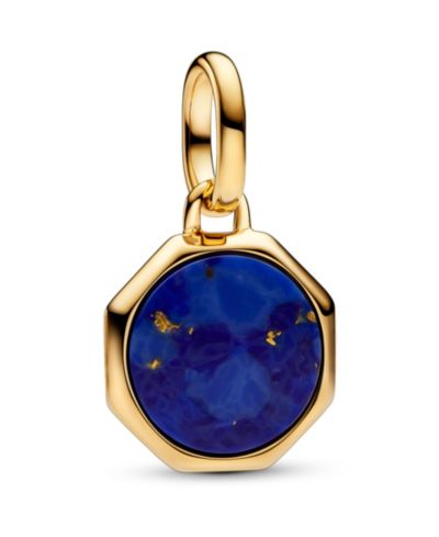 Pandora 14K Gold-Plated Blue Engravable Mini Medallion Charm