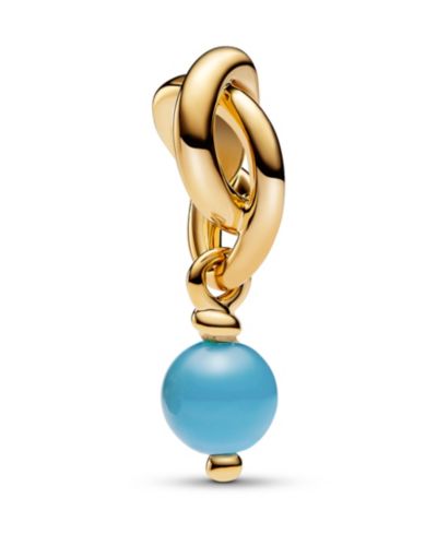 Подвеска Pandora 14K Gold-Plated Turquoise Blue Eternity Circle Dangle Charm
