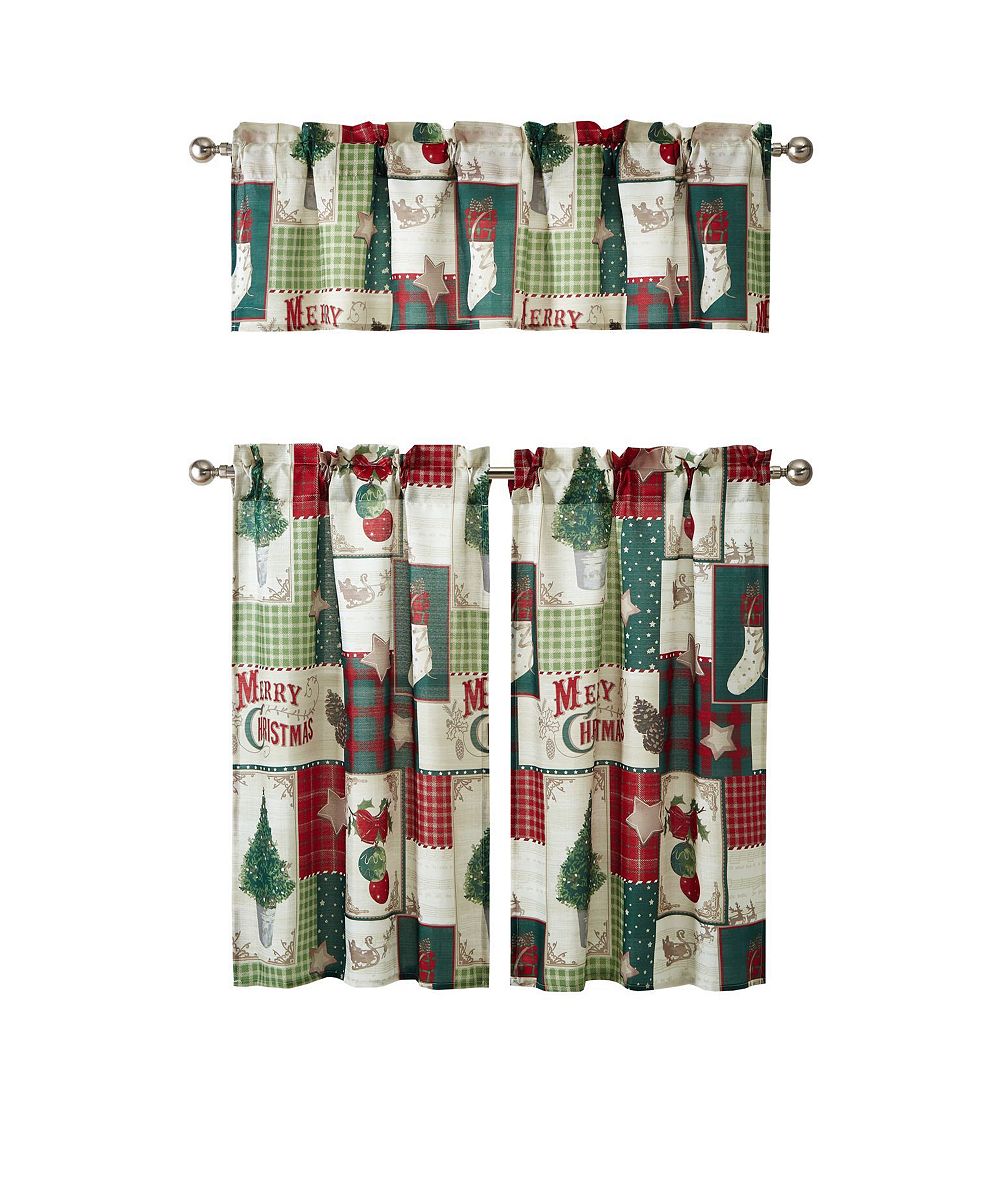 Набор занавесок для кухни Kate Aurora Holiday Living Merry Christmas 56 in. W x 36 in. L