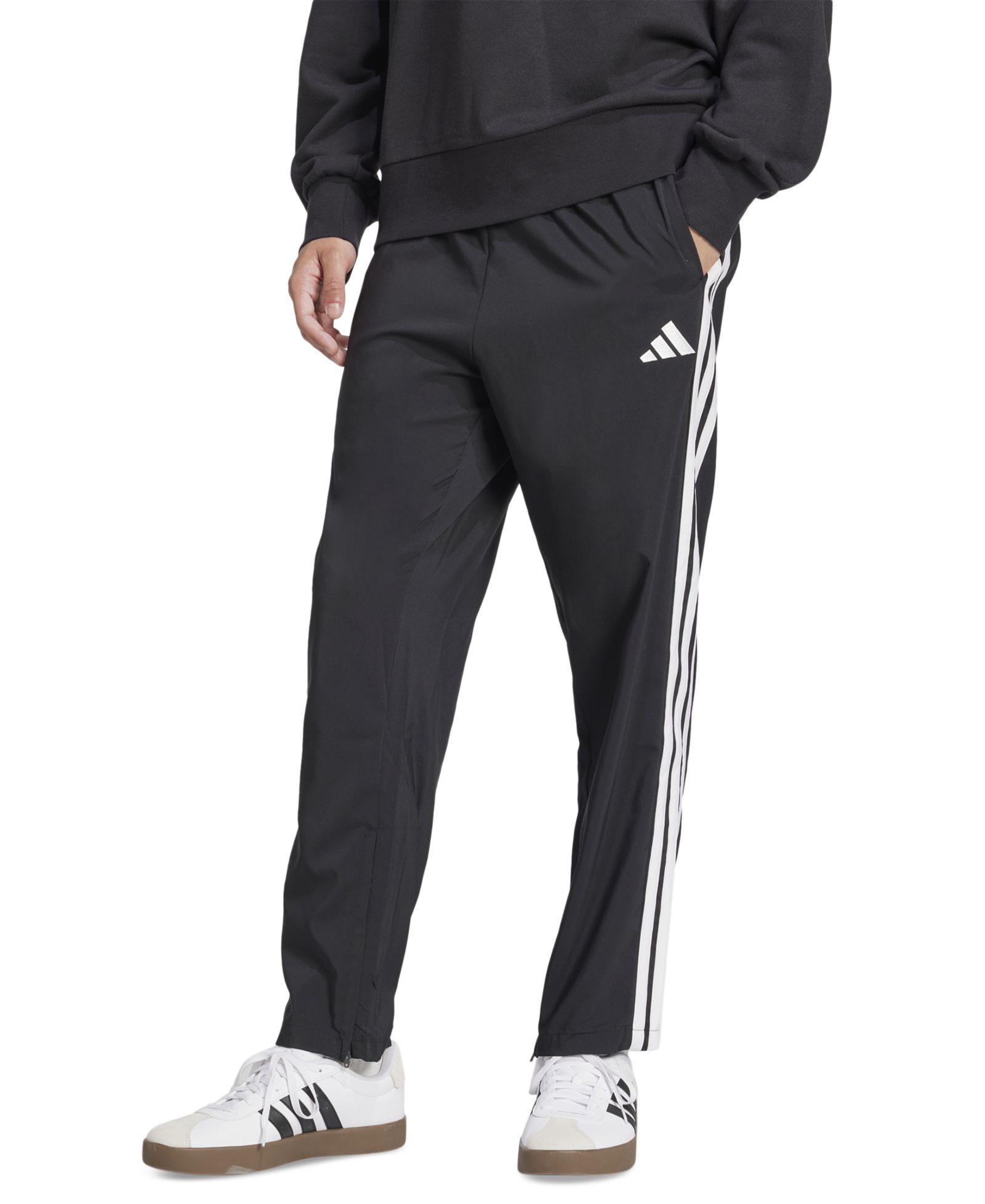 adidas Men's Stanford Essential Three-Stripes Open Hem Track Pants