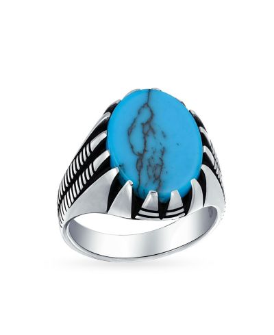 Bling Jewelry Animal Claw Large Oval Malachite Signet Ring Oxidized Sterling Silver