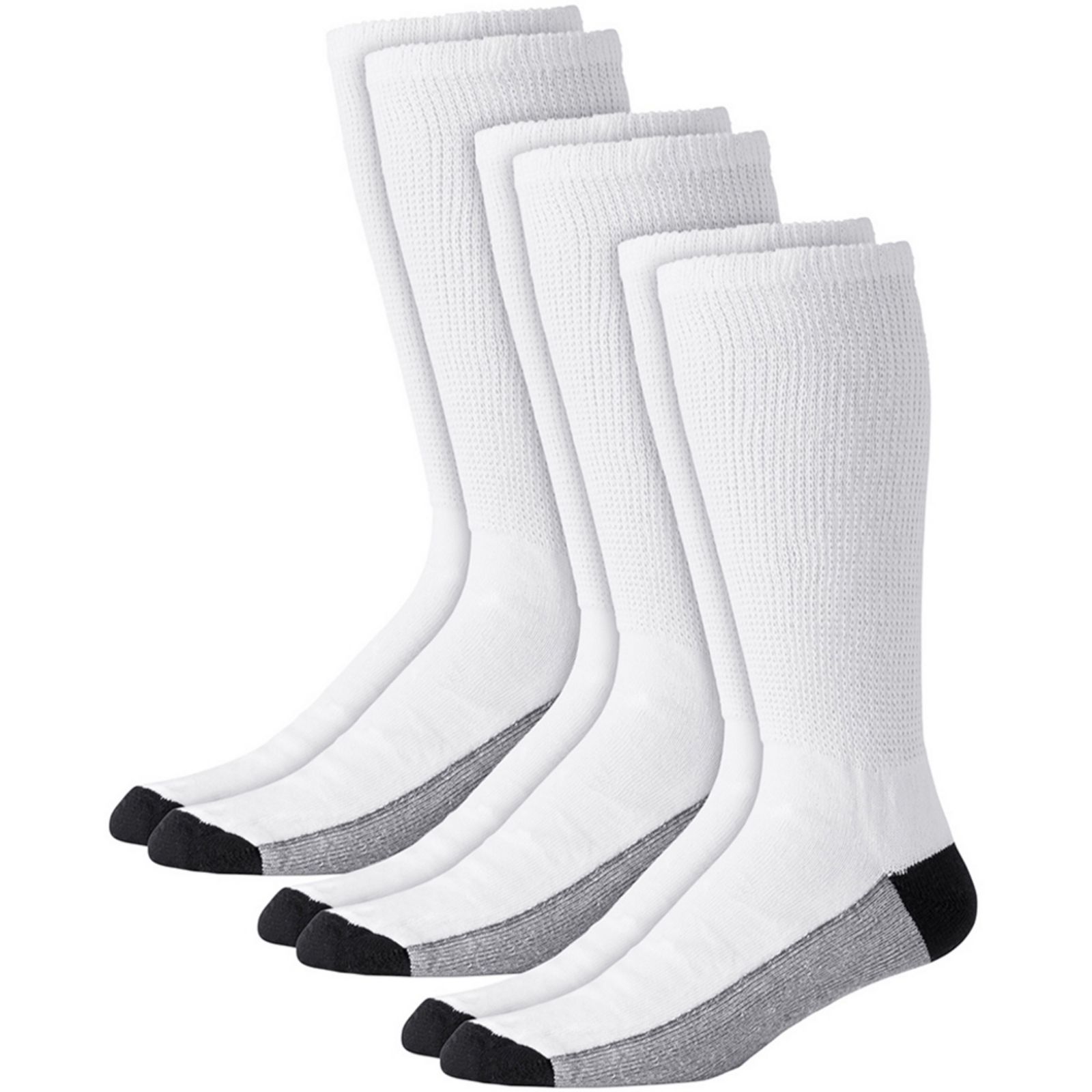 KingSize Men's Full Length Cushioned Crew Socks 3-Pack