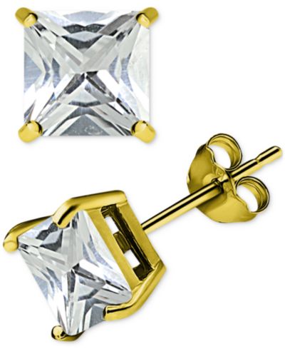 Серьги-гвоздики Giani Bernini Cubic Zirconia Square Solitaire