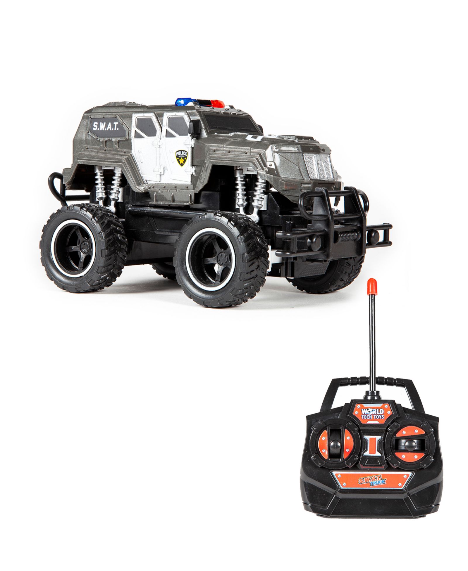 World Tech Toys 1:24 Scale S.w.a.t. Full Function Radio Control Monster Truck with Siren Lights and Sound Effects