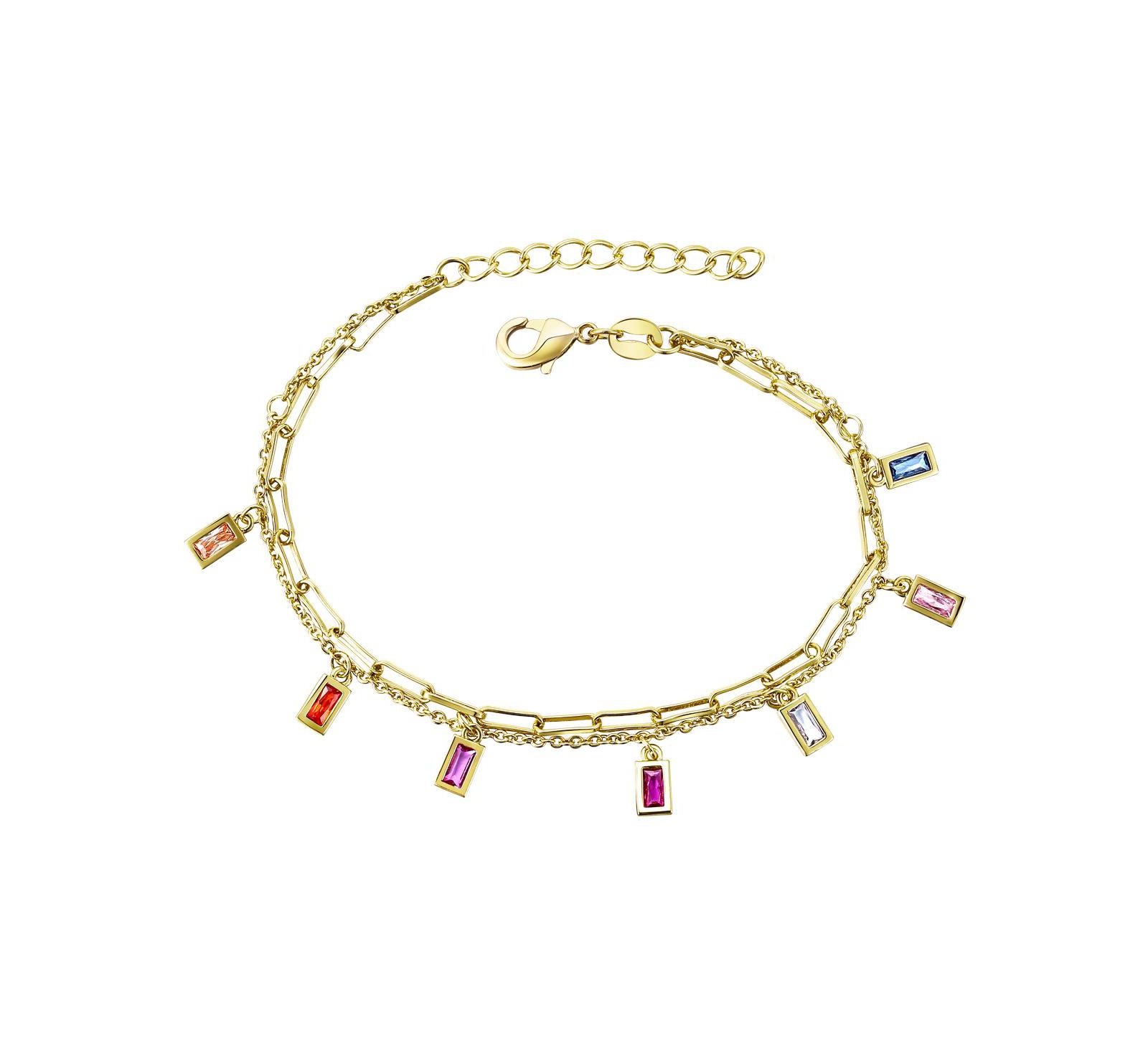 GiGiGirl Brilliant Rainbow Multi-Color Cubic Zirconia Charms Bracelet